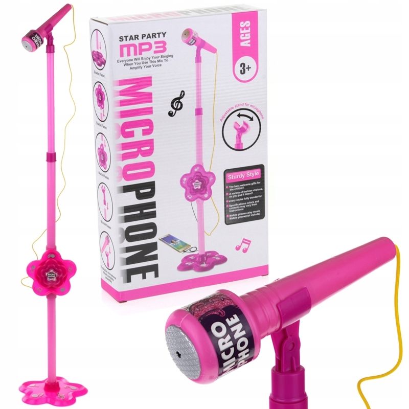 MP3 Mikrofon Szett Állvánnyal Pink