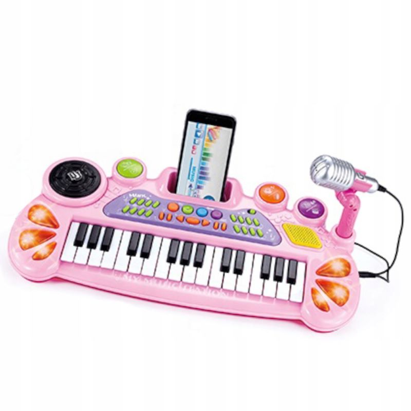 Állványos gyermek szintetizátor mikrofonnal DJ funkcióval MP3 pink