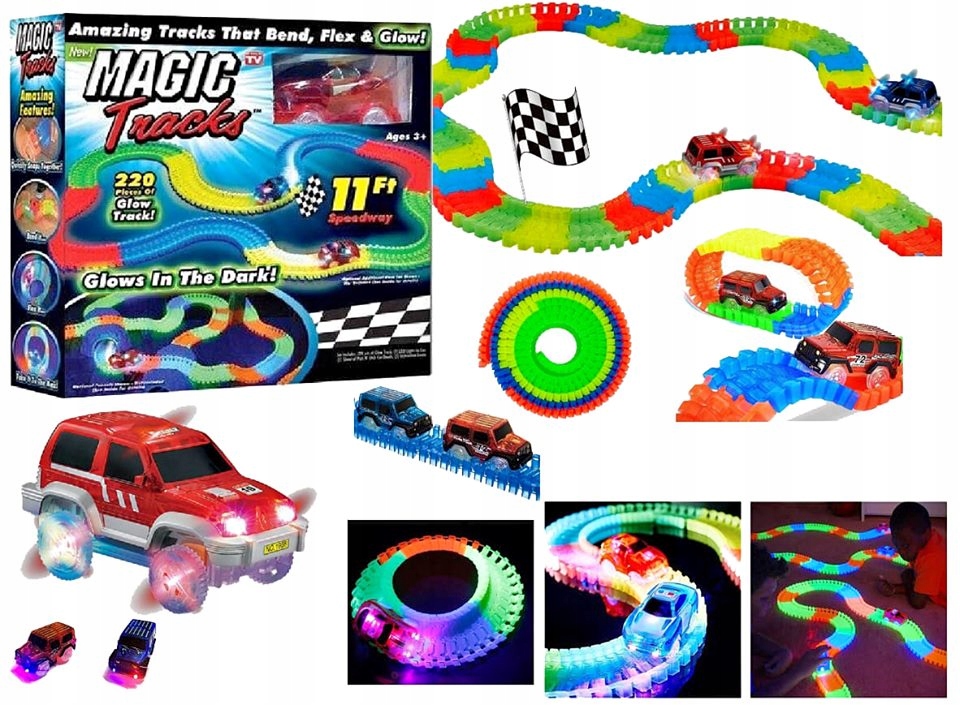 Magic Race világító autópálya elemes játékautóval