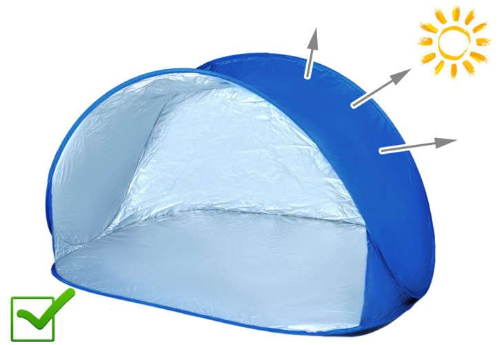 UV szűrős pop up strandsátor hőtükör bevonattal 150x100cm