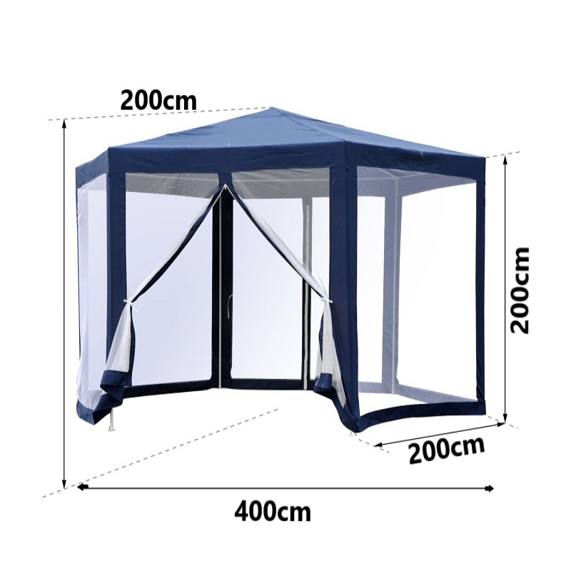 Komplett pavilon sátor fém váz + szúnyoghálós oldalfalak kék