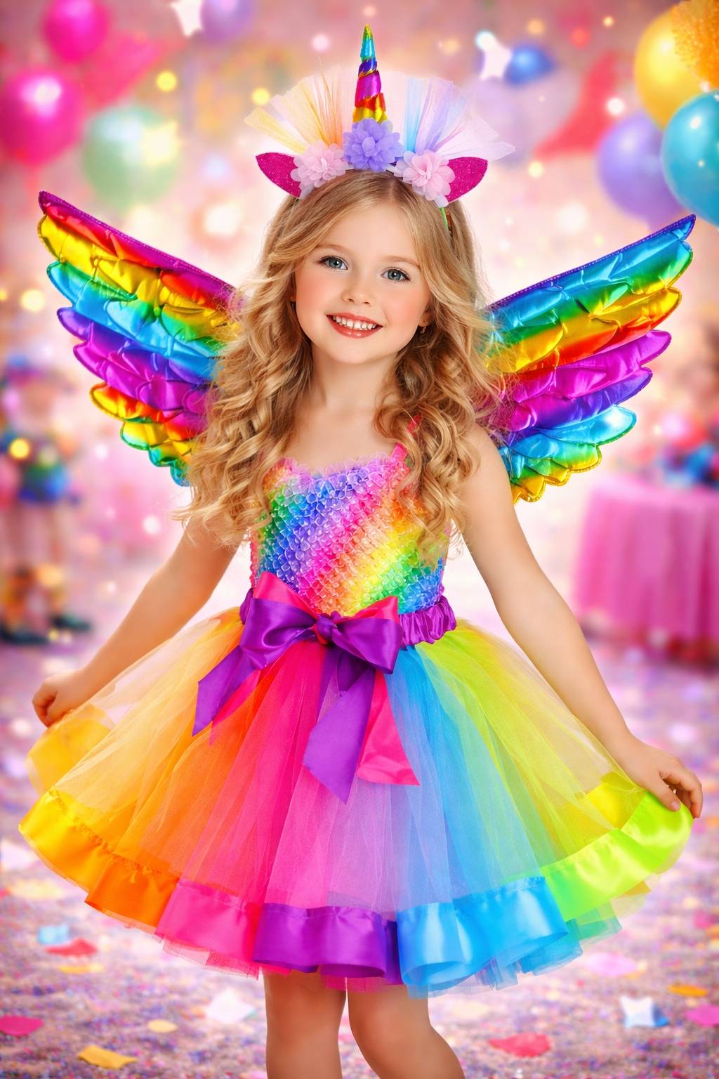 3 részes unikornis jelmez szoknyával és szárnyakkal