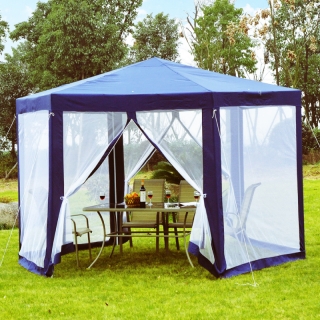 Komplett pavilon sátor fém váz + szúnyoghálós oldalfalak kék