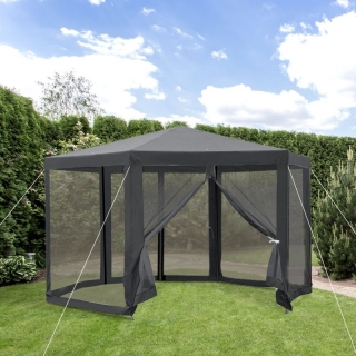 Komplett pavilon sátor fém váz + szúnyoghálós oldalfalak grey