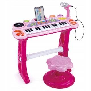 Állványos gyermek szintetizátor mikrofonnal DJ funkcióval MP3 pink